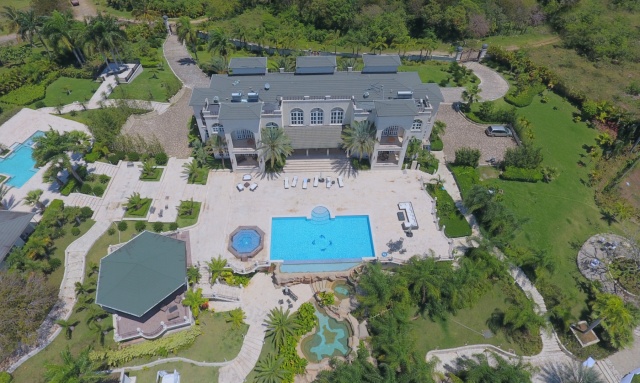 dji drone shot of the villa and grounds
