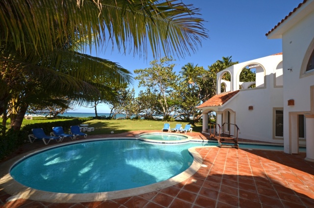 the pool by the 0243 villa has ocean views