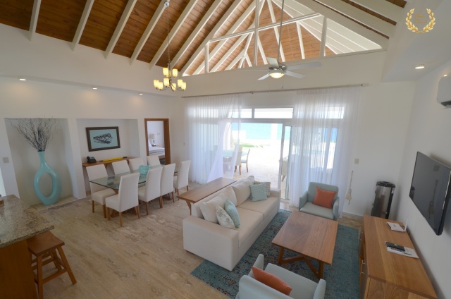 villa living room with ocean view